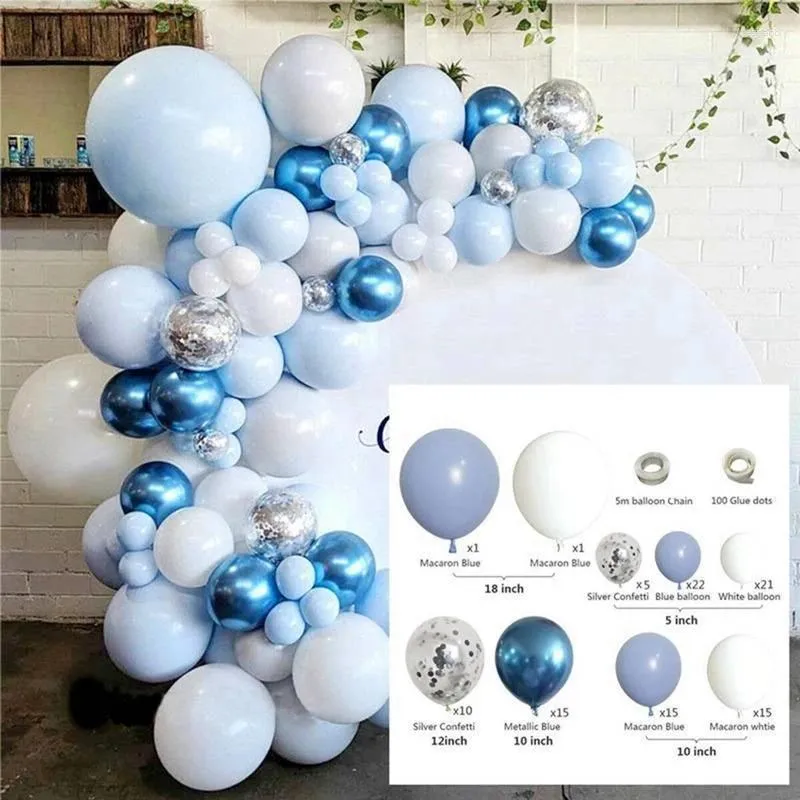 Dekoracja imprezy 107 PCS Macaron Balloons Garland Arch White Blue Wedding Birthday Festival Festival