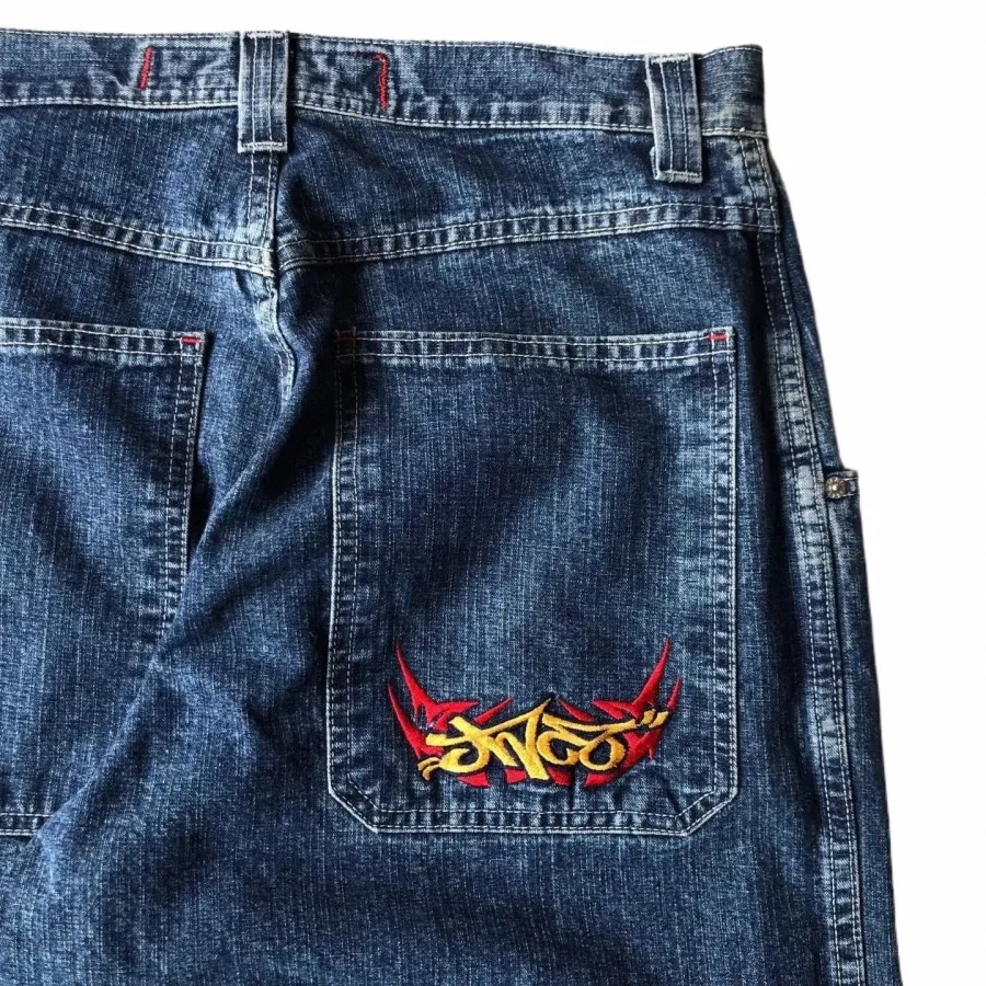 ルーズジーンズJNCOヒップホップロック刺繍パターン男性女性2023新しいFIストリートウェアレトロハラジュクハイウエストワイドレッグジーンズ＃＃