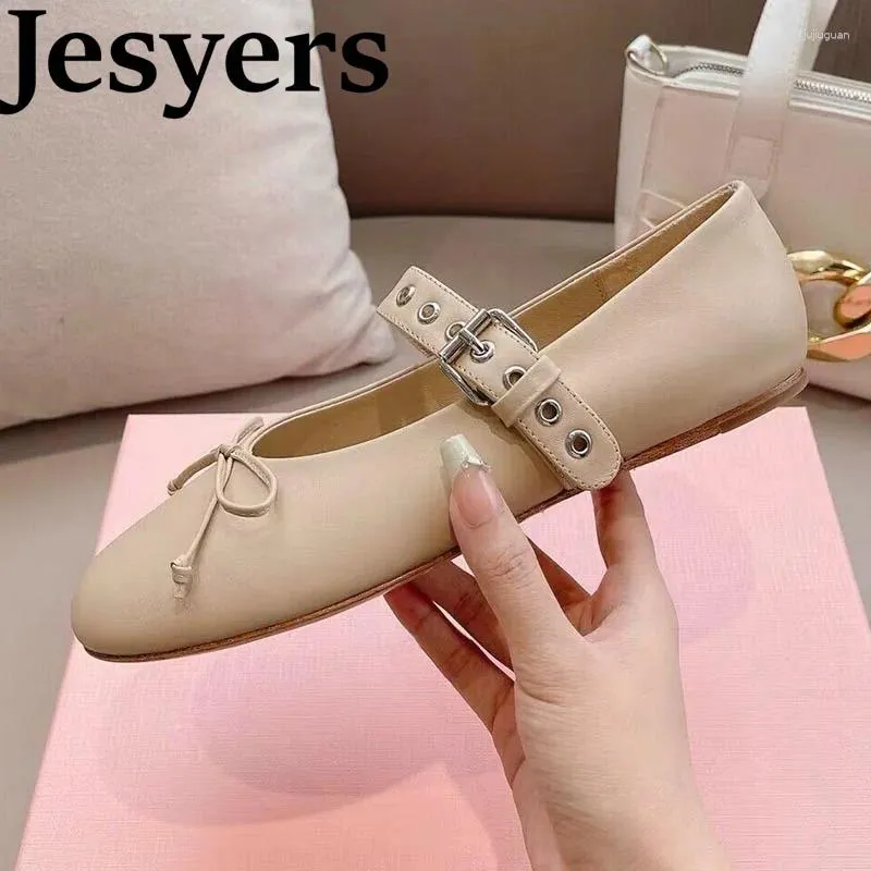 Casual Shoes Genuine Leather Round Toe Loafers Women Bow-Knot Decoration Flat Solid Color Comfortable Dance Daily Lightweight