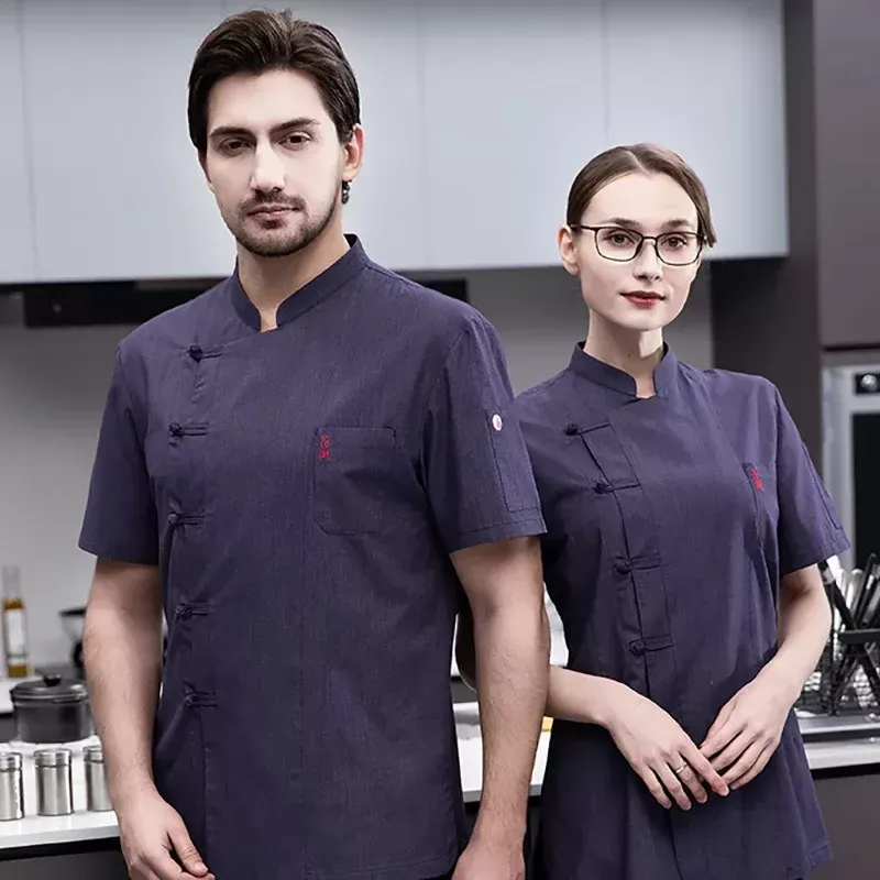 Short Sleeve Chef Jacket for Men Women Pink Breathable Comfortable Restaurant Uniform for Waiters Pastry Cooks
