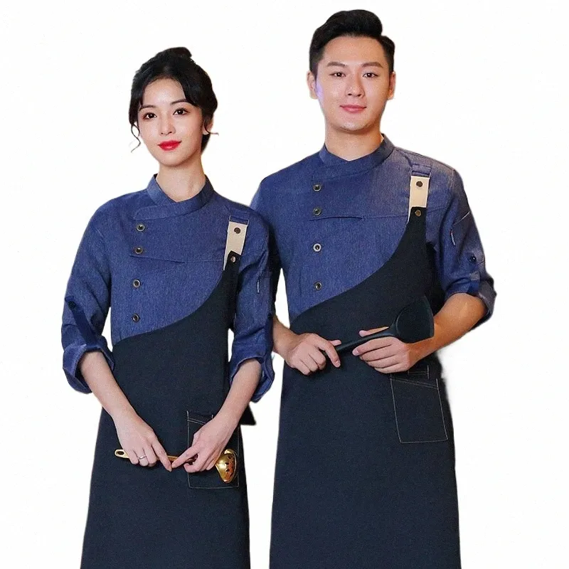 Bakning Cake Shop Hot Pot Restaurant Waiter Hotel Work Clothes LG Sleeve Western Food Cafe Chef Uniform Autumn and Wint F9fs#