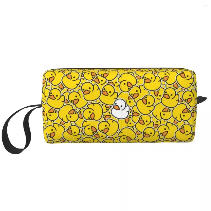 Sacs de rangement Jaune Classique Caoutchouc Canard Cosmétique Sac Femmes Mignon Grande Capacité Maquillage Cas Beauté Toilette