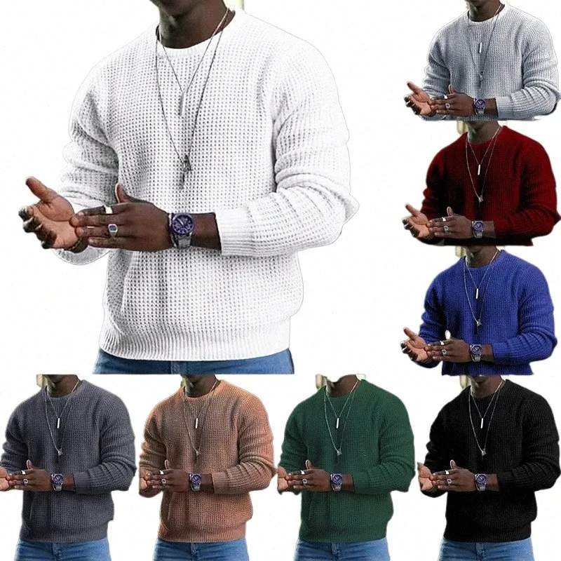 Pure Color Waffle The Hood Sweater Masculino Primavera e Outono Novos Esportes Fi Branco Preto Casual Solto Gola Alta 147e #
