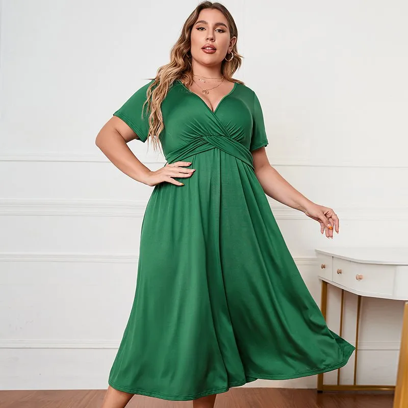 Plus Size Maxi Dress - Elegant Deep V Neck A-Line Summer Party Dress for  Curvy Women 3XL-4XL - Flattering High Waist Design from Dhgate Urban Sexy  Dresses - price 23.62