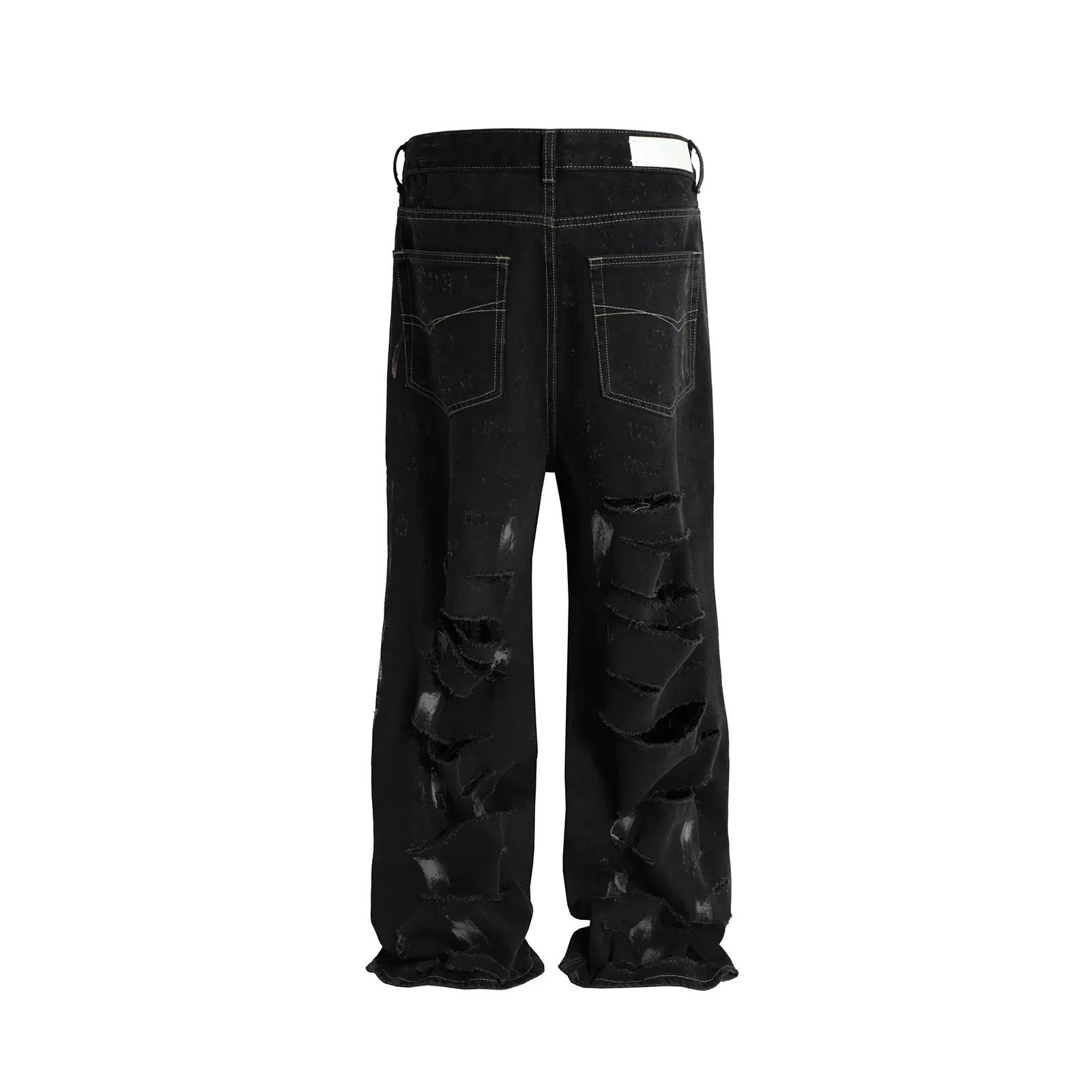 DHgate.com:Mud-Dyed Frayed Graffiti Baggy Wide Leg Denim