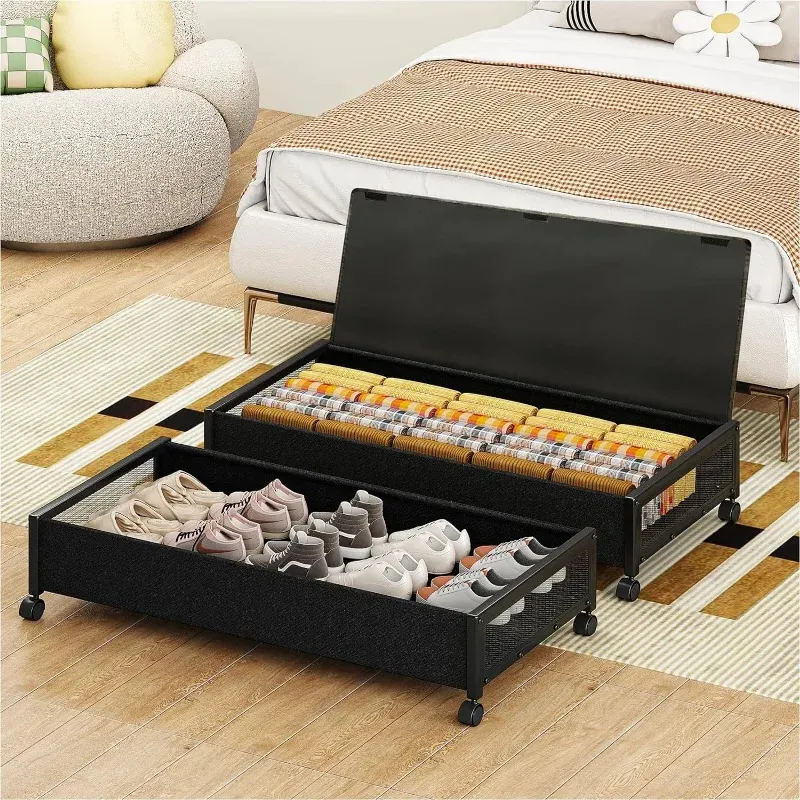Under bed shoe storage with wheels discount