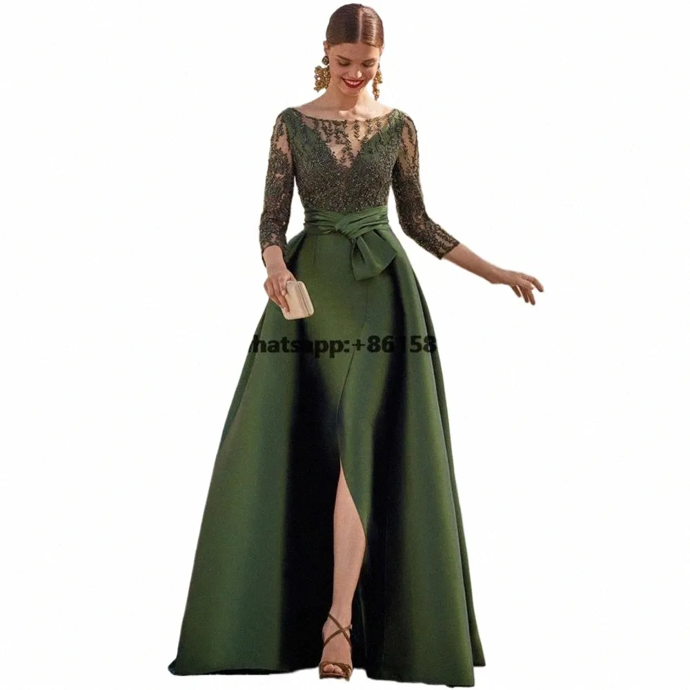 olive green wedding dress bride Olive Green Floral Wedding Dress with Train – FD6142 – Viniodress main image 1