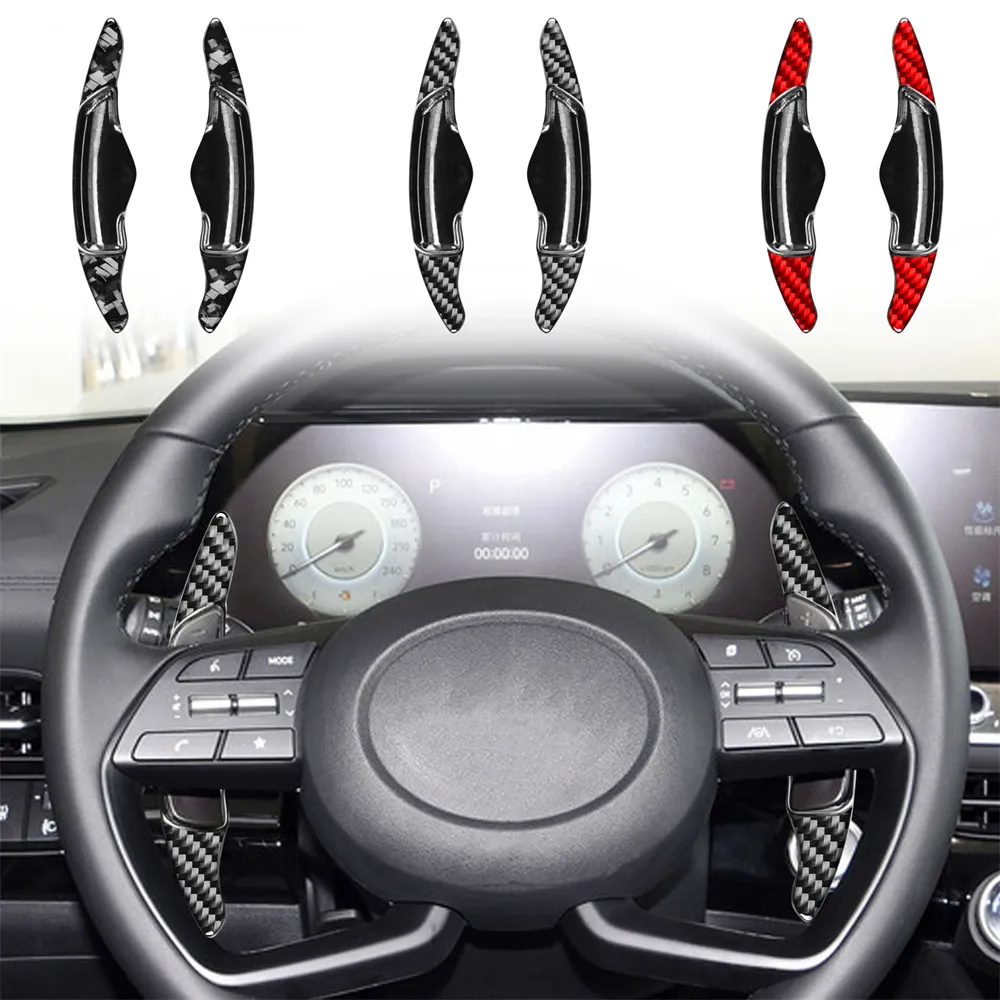 Car Styling Ricambi Auto Volante Shift Paddle Extender Forgiato/Rosso/Nero In Fibra di Carbonio E Materiale ABS Per Hyundai Festa 23-24