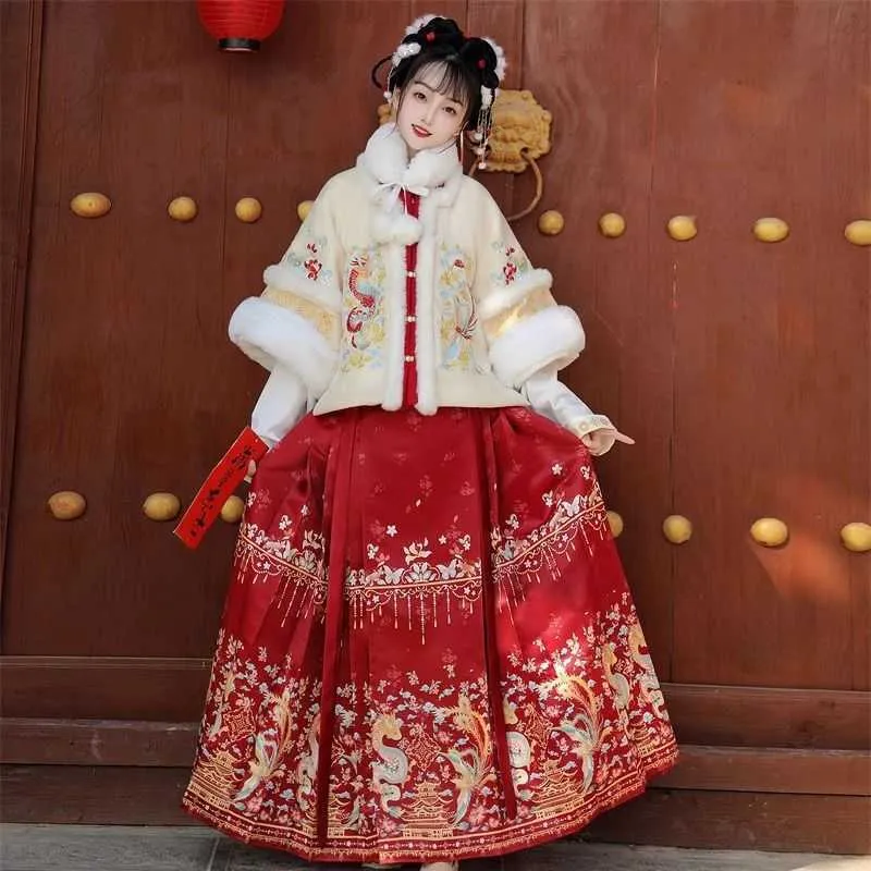 Ming Dynasty Hanfu Women New Dragon and Phoenix Year Celebration Dress Dress Horse Skirt Chinese Costume