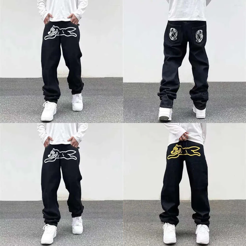 Men's Jeans Ropa Dog Print Streetwear Men Hip Hop Baggy Pants Y2K Clothes Straight Loose Goth Denim Trousers Pantalones Vaqueros2024