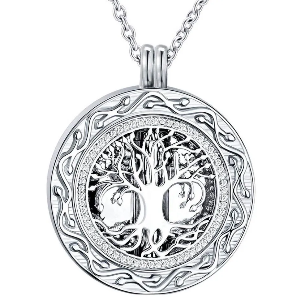 Tree of Life Round Cremation Dur Necklace - Cremation Jewelry Ashes Memorial Skysake Kit -kit include 262l