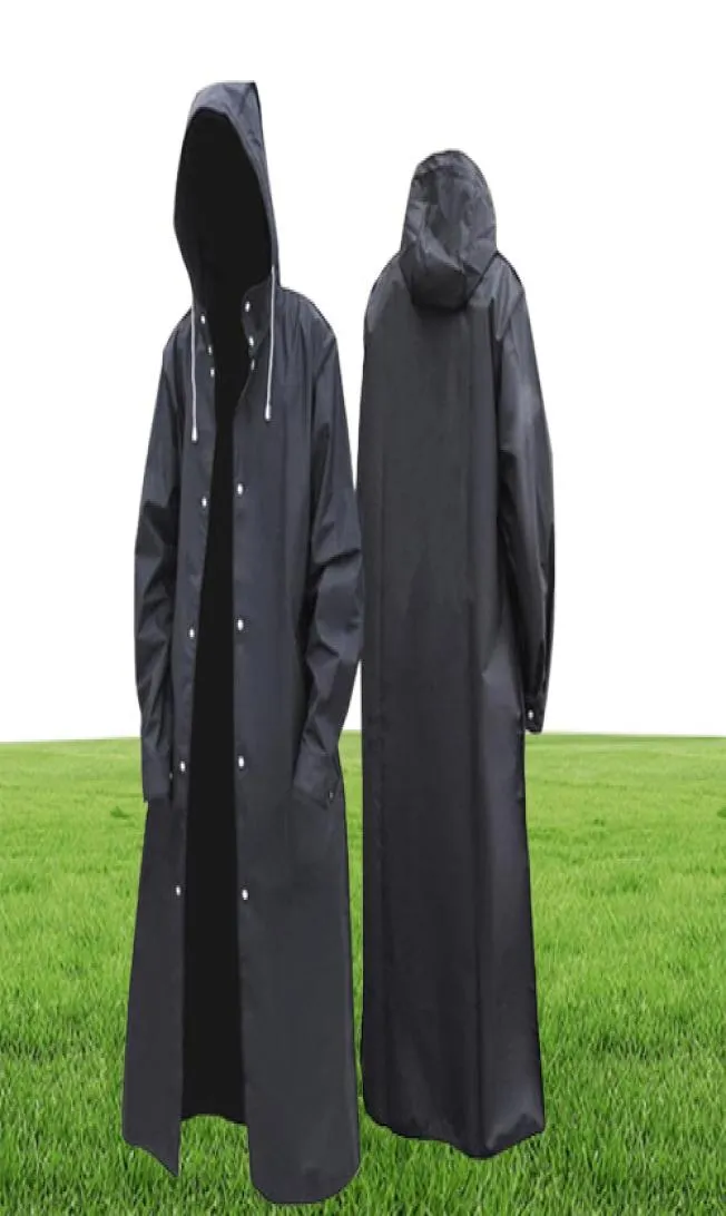 Adulte Long manteau de pluie imperméable femmes femmes hommes 039s imperméable imperméable vêtements de pluie hommes EVA noir épaissir manteau de pluie à capuche6398243