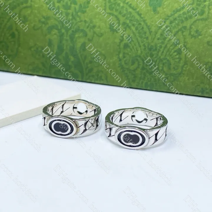 Designer casal anel retro duplo g anel clássico 925 prata anel de noivado amantes de alta qualidade jóias anéis presente aniversário com caixa