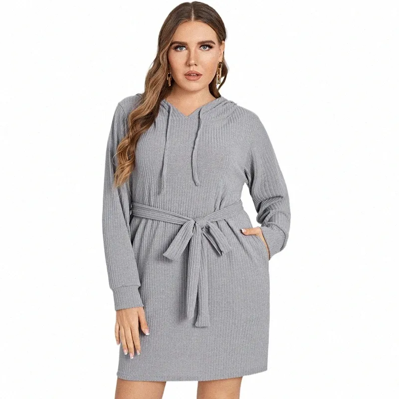 plus Size Lg Sleeve Spring Autumn Hoodie Dr Women Ses Waist Ribbed Knit Loose Sports Dr Large Size Casual Dr 7XL I1uB#