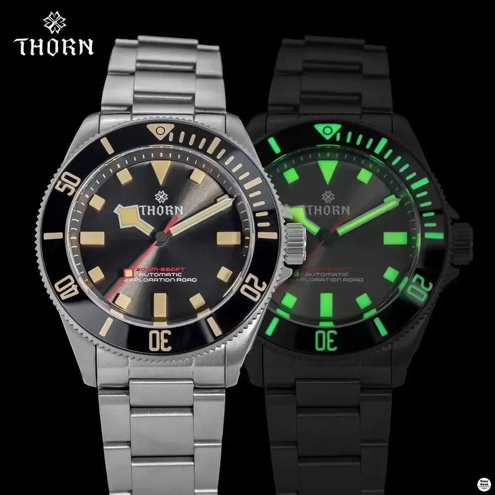 Wristwatches THORN Homage 39mm Titanium Watch For Men Vintage PT5000 Movement Automatic Sapphire Crystal BGW-9 Super Luminous 200M Waterproof 24329