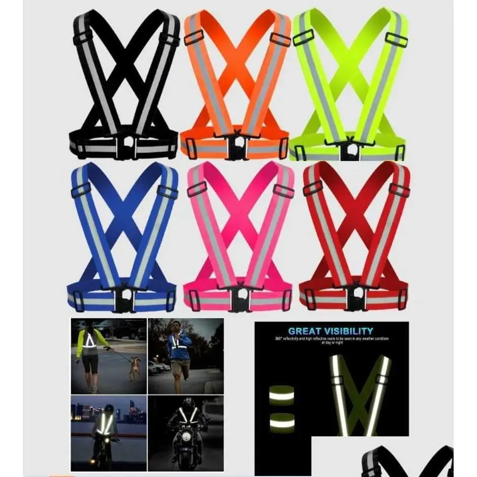 wholesale Reflective Vest with Reflector Bands Reflective Running Gear for Men and Women Night Walking Biking Safety Straps Universal