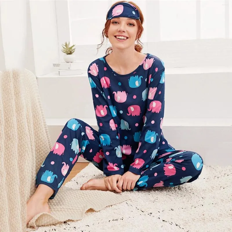 Hemkläder Kvinnor Bomull Pyjamas Sleepwear Set Women 2 Pieces Cartoon Spring Autumn Female Couples Loungewear Suit kläder