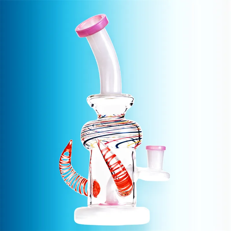 Heady Glass Bongs Hookah/Hot Selling Yearth Color Color Materials、High-end Glass Ghookah Kettles、Cowhorn Pipes、8.5インチ