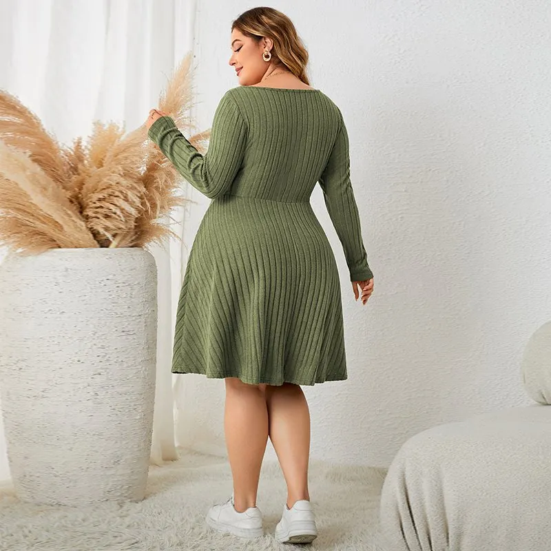 green emerald velvet dress Rave Sweater Dress (Olive) main image 1