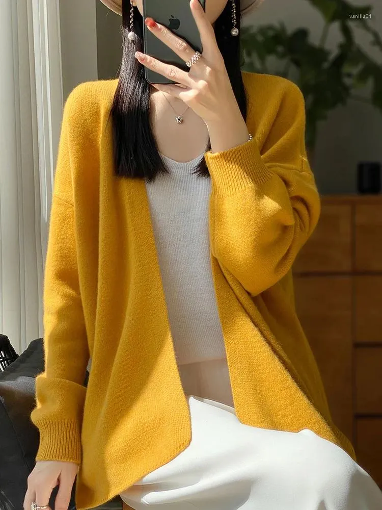 Frauen strickt eine Strickjacke Schal Frauen Pullover Merinowolle Strickwaren Frühling Herbst Langarm Mantel koreanische Kleidung