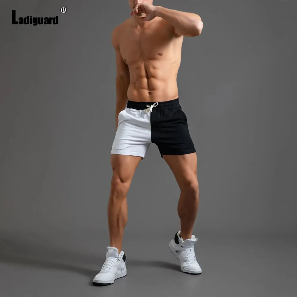 Ladiguard Mannen Casual Skinny Strand Shorts Homme Patchwork Plus Size Mannelijke Trekkoord Korte Broek Sexy Heren Kleding 240329