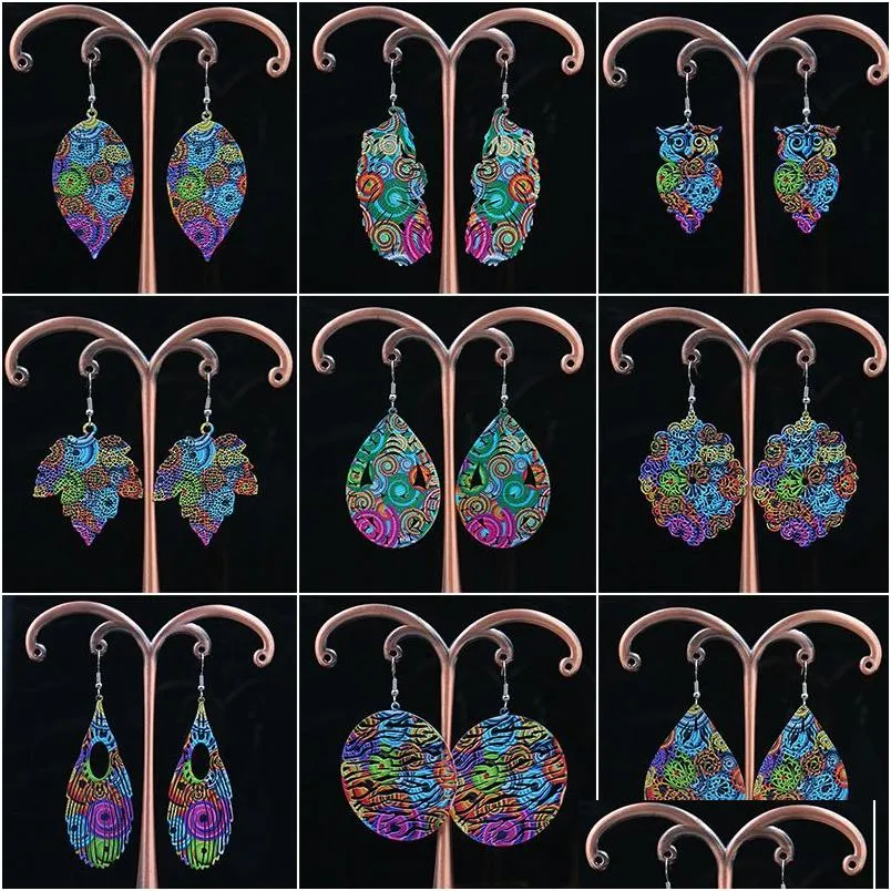 Dangle Lustre Isang Mode Européenne Américaine Mticolor Boucles D'oreilles En Métal Couleur Creux Style Traditionnel Boucle D'oreille Pour Les Femmes Juif Dhrep