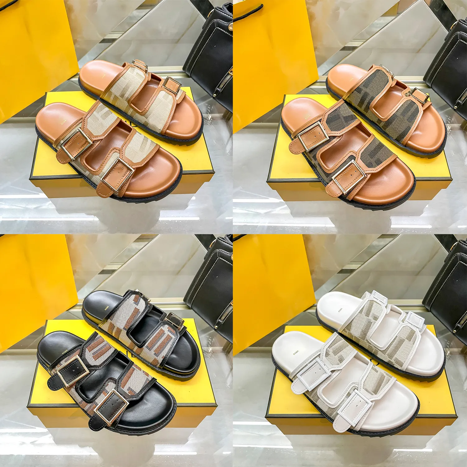 2024 Neues Signaturegefühl Pantoffeln Sandal Slide Männer Frauen klassische Schieberegler lässige Schuhe Lady Loafer Sommerpool Leinwand Flat Walk Designer Mann Luxus Mule Sandale Ladies