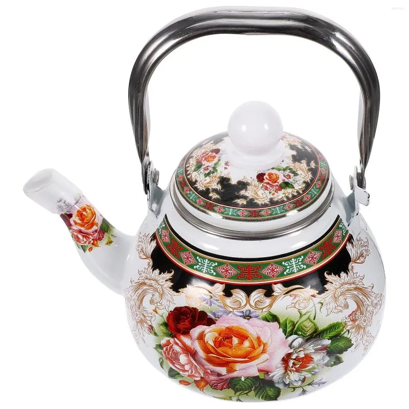 Dinnerware Sets Enamel Pot Decorative Teapot Retro Kettle You Can Serving For Stove Top Kettles Stovetop Big Flower