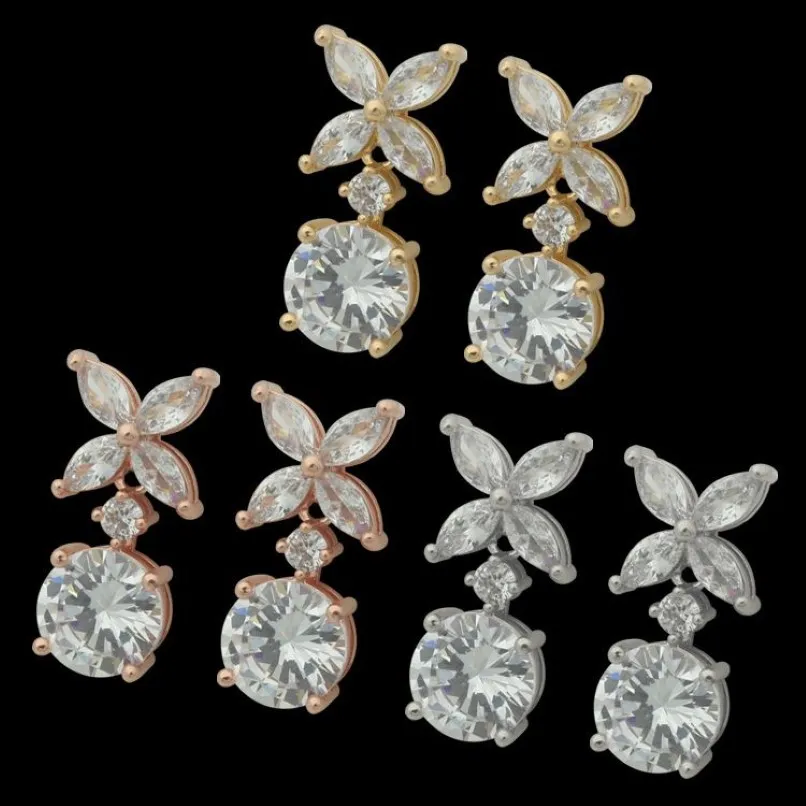 Womens Four leaf flower earrings Studs Designer Jewelry Large and small drill Studs gold silvery rose gold Full Brand as Wedding C240I