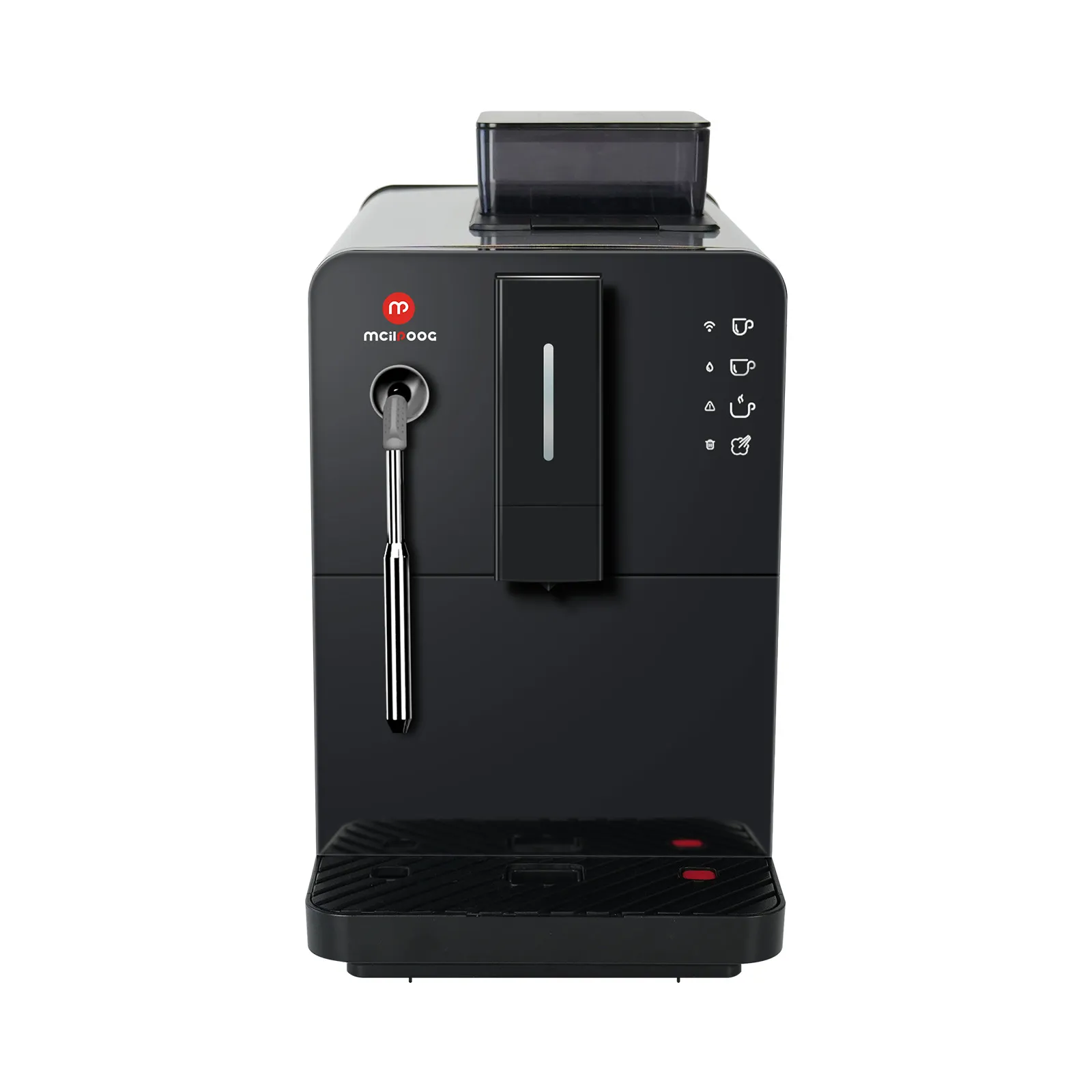 Milpoog Machine à expresso entièrement automatique, cuiseur vapeur puissant, écran tactile, 4 variétés de café pour la maison et le bureau, corps en métal argenté, WiFi intelligent (WS-Hi02)