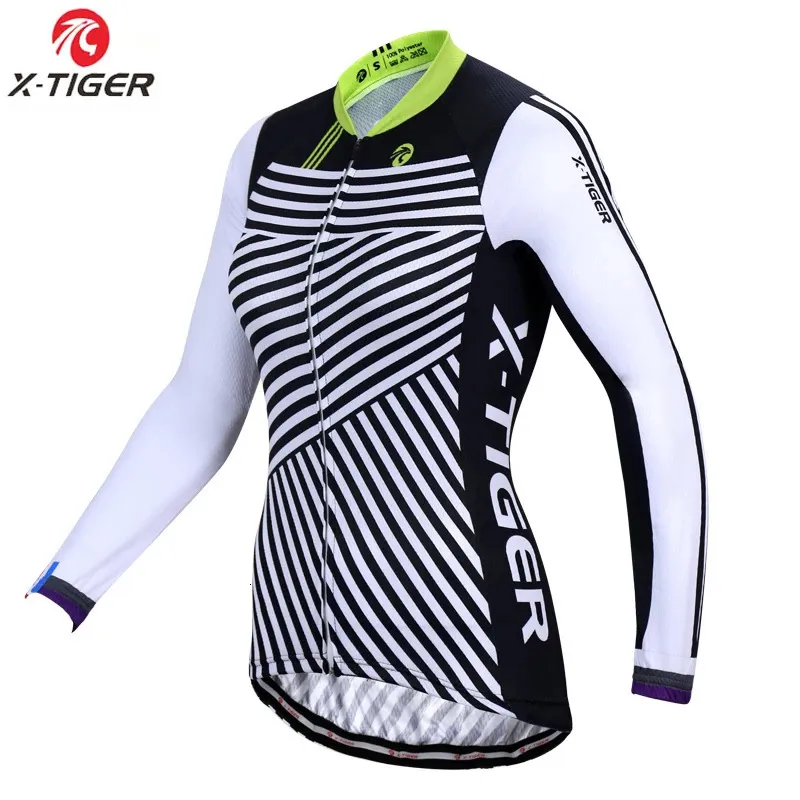 X-Tiger 100% poliestere Abbigliamento da ciclismo da donna Manica lunga Autunno Abbigliamento da ciclismo Camicia da bici da corsa anti-UV Abbigliamento da bicicletta MTB 240328