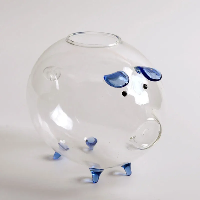 Vases Pig Shaped Hydroponic Vase Indoor Plant Decorative Desktop Glass For Patio Living Room Bookshelf Balcony