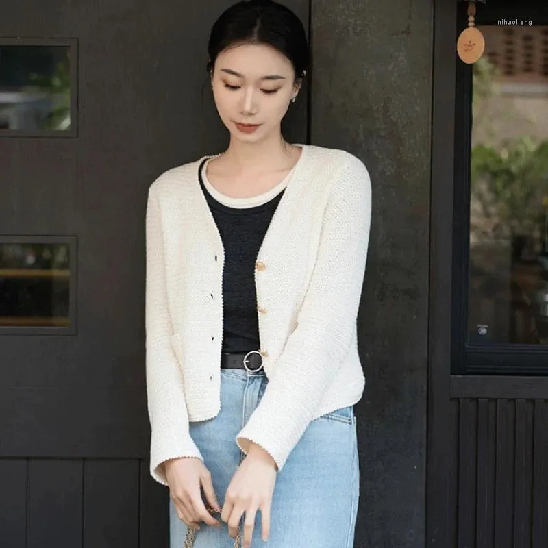 Women's Knits 2024 Spring Crochet Hollow Blouse Cardigan Women Sweater Jacket