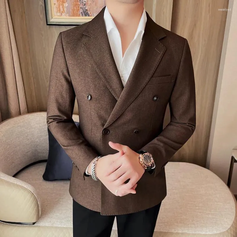 Men's Suits Double Breasted Blazer Jackets For Men High Quality Business Formal Wear Clean Fit Elegant Big Size Suit Coats 4XL