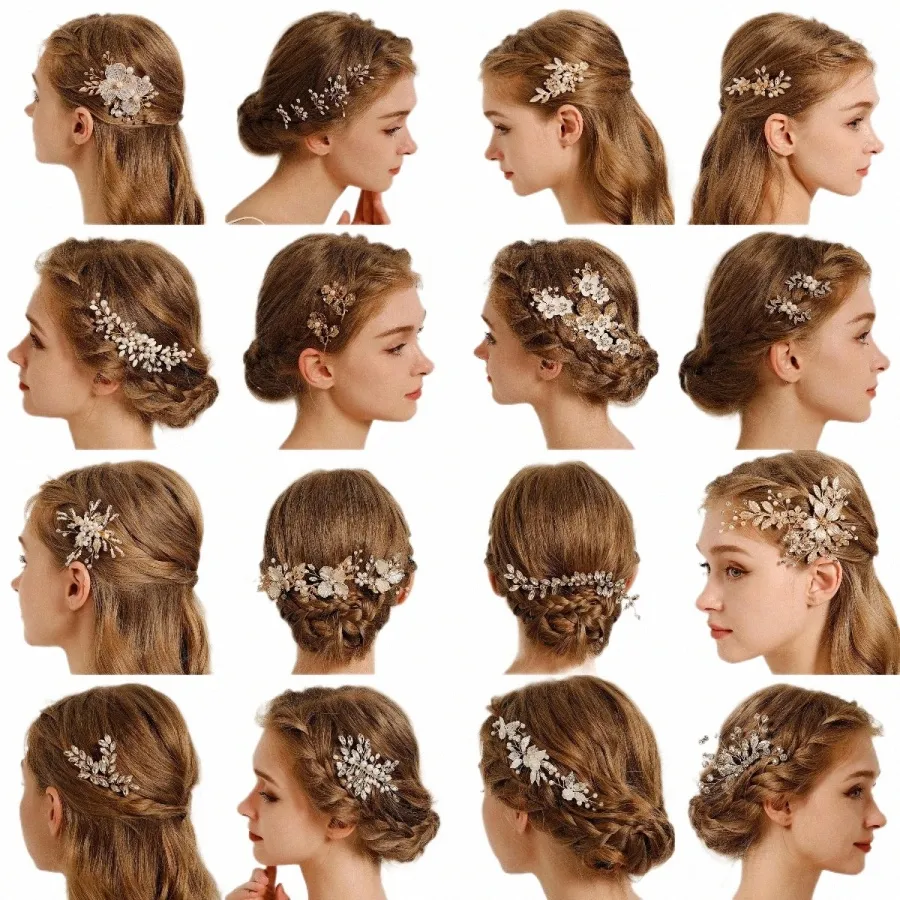 Bridal Sparkling Metal Hair Accory Luxury Hair Comb with Rhinestes Crystal Pearl Hairpin Ladies Hair Clips J1Hz#