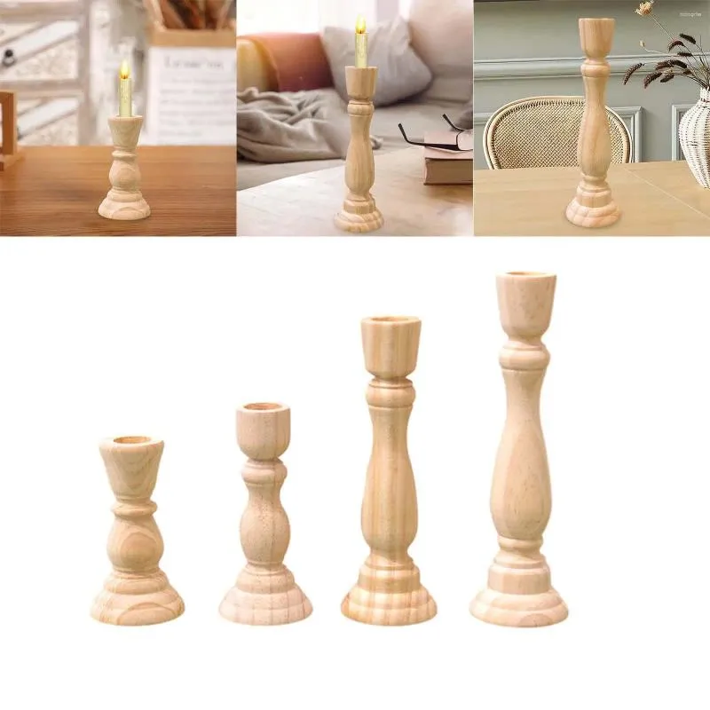 Candle Holders Pillar Candlestick Holder Elegant Design Stand Wood For Thanksgiving Dining Room Party Harvest Festival Decoration