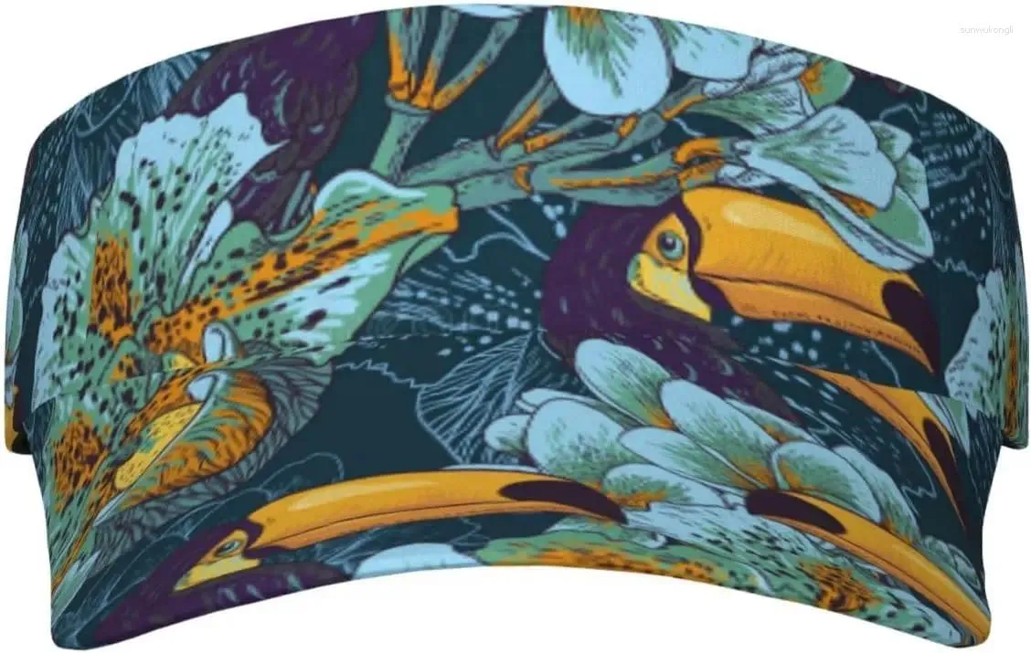 Boll Caps Sport Sun Visor Hat Tropical Parrern Flowers Toucan Lightweight Cap för baseball Gym