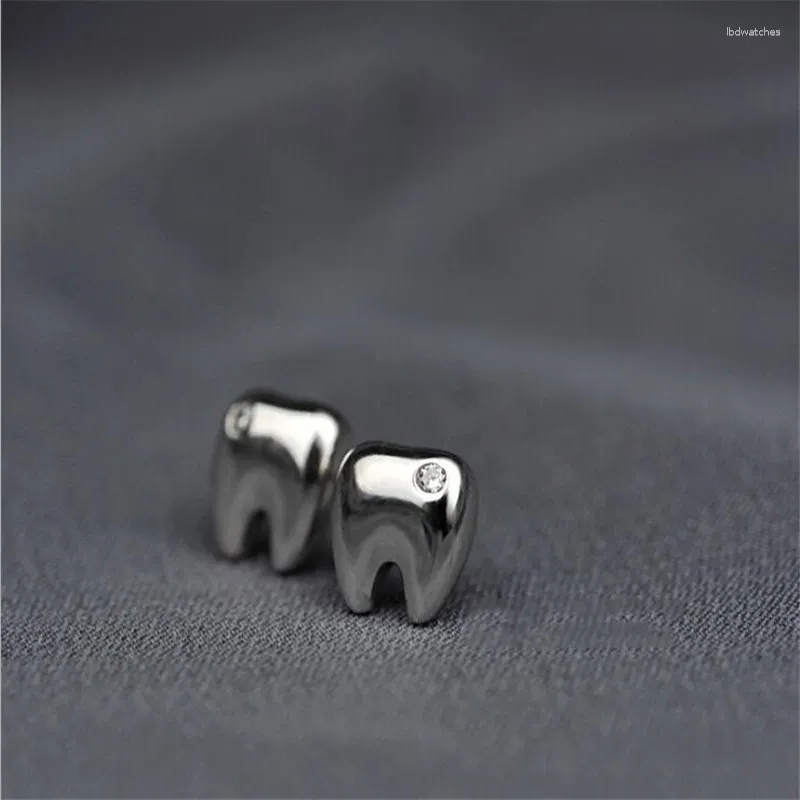 Stud Earrings Fashion Creative Shiny Tooth Personality Silver Plated Jewelry Not Allergic Crystal E073