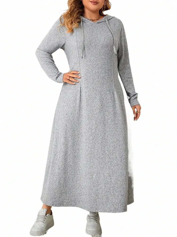Plus Size Gray Hoodie Dress - Womens Autumn Winter Drawstring Maxi Dress,  Long Sleeve A-Line Streetwear - Casual Comfort from Dhgate Urban Sexy  Dresses - price 26.84