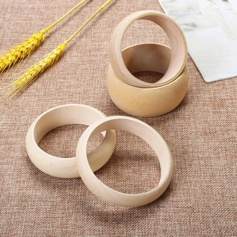 Bangle 6 st oavslutat naturligt trä krökt armband för DIY -målning