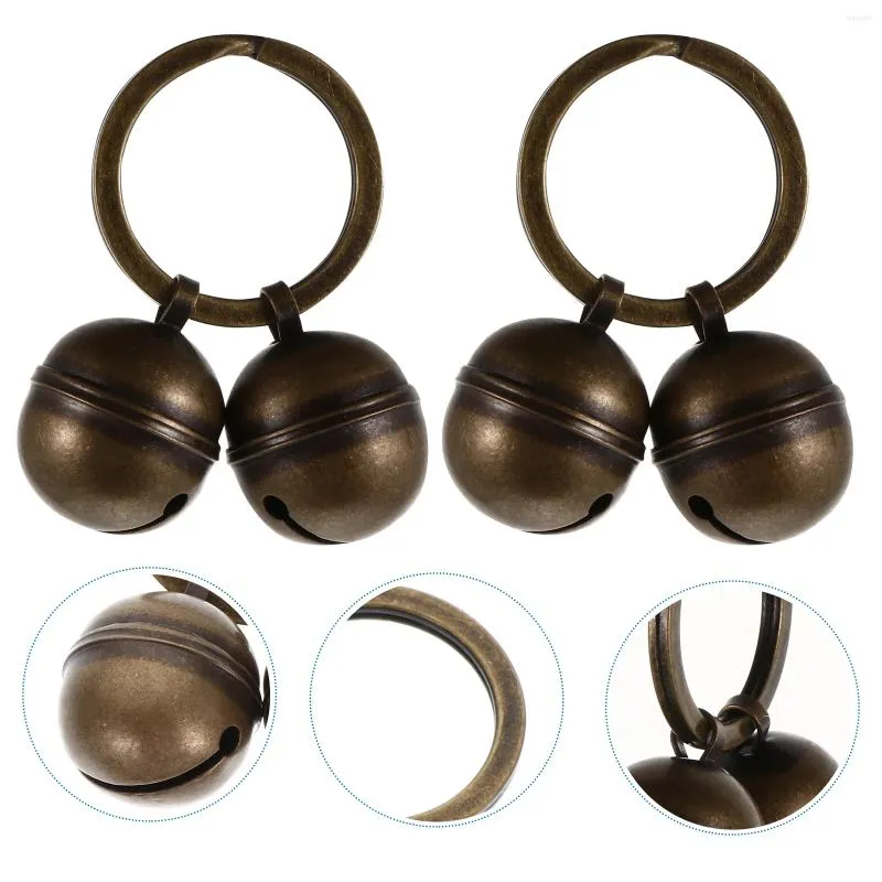 Dog Collars 2 Sets Pet Bell Collar Keychain Cat Accessories Ring DIY Loud Copper Training Kitten