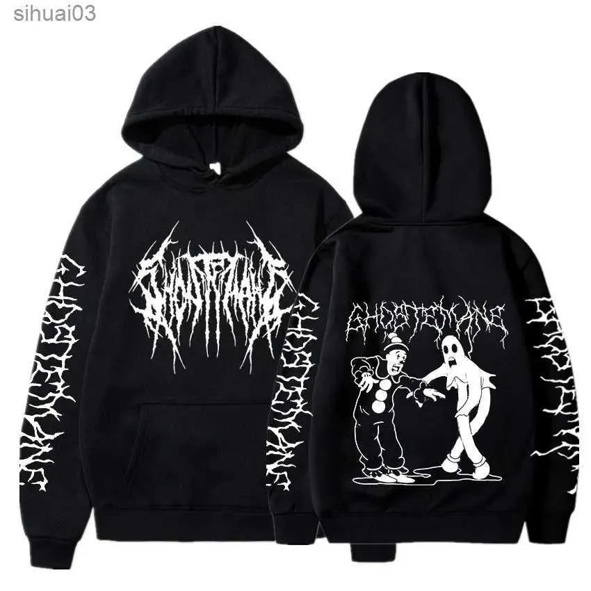 Mens Hoodies Moletons Ghostemane Dupla Face Impresso Hoodie Mens Moda Hiphop Metal Rock Hoodie Gótico Oversized Sports Shirt Tracksuit Street Clothin