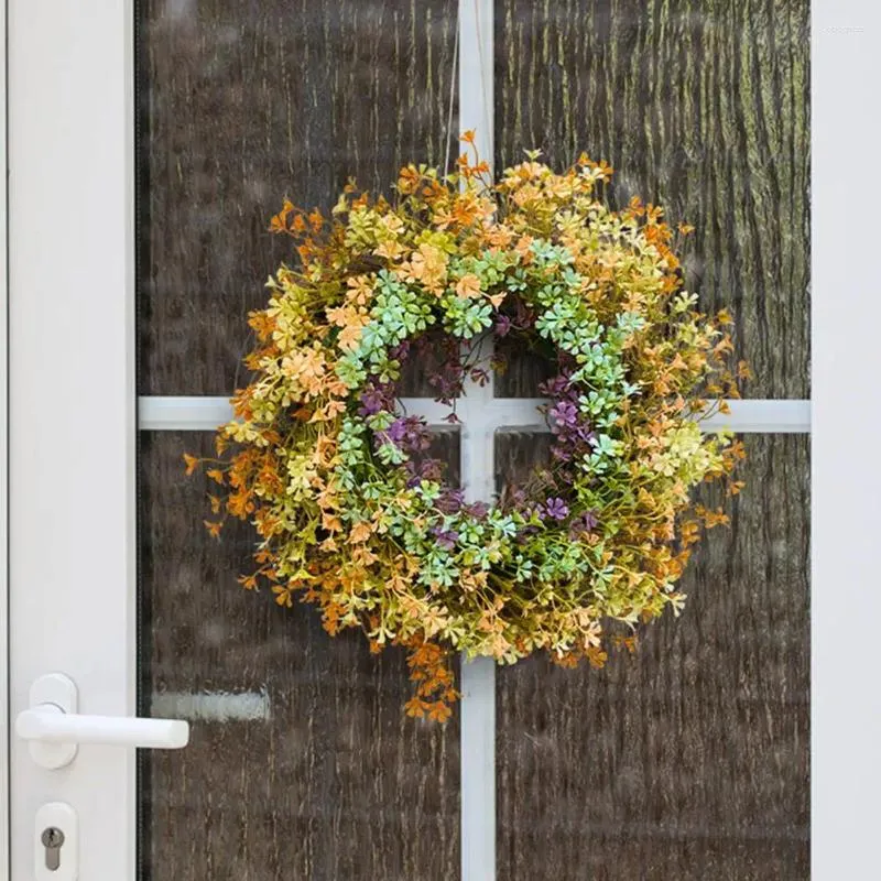 Flores decorativas Guirnalda de flores falsas de plástico Corona de flores silvestres para la puerta principal Decoración de la pared del hogar Fiesta de bodas floral artificial