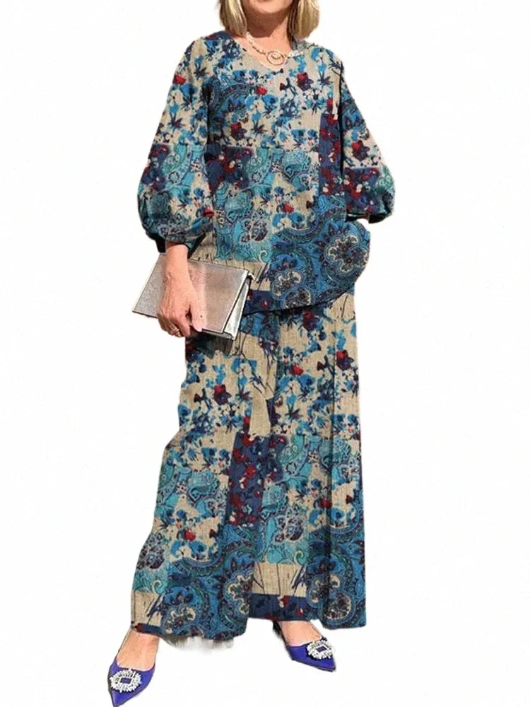 Tallas Grandes ZANZEA Conjuntos A Juego Bohemios Casual Impreso 2 Piezas Trajes 2023 Mujeres 3 4 Manga Tops Chandal Otono Conjuntos De Pantalon De Pierna Ancha I37f De 9 16 DHgate