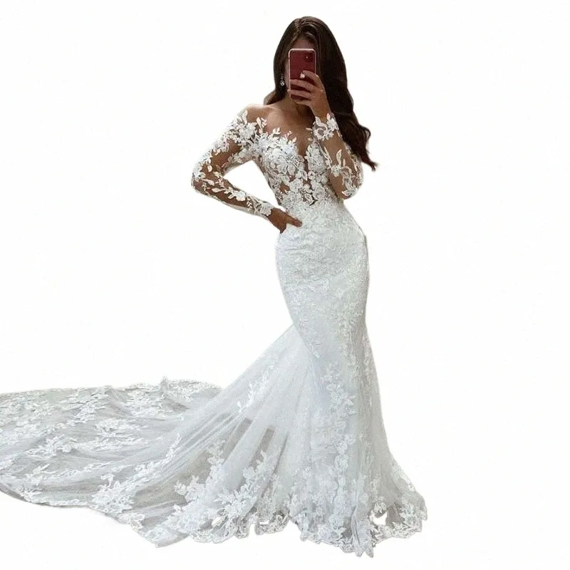 Lorie Boho Wedding Dres syrena koronka LG Suknia ślubna Vintage White Ivory Custom Made Luxury Bridal Dr 2021 18BJ#