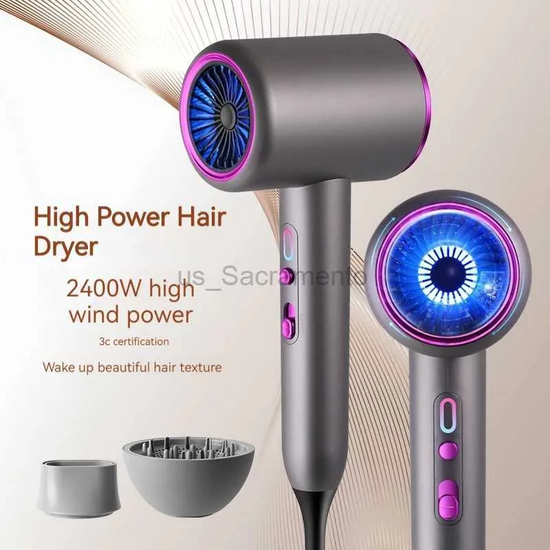 Sèche-cheveux Sèche-cheveux haute vitesse Pro 2400W coiffeur haute puissance Anion chaud Aold contrôle de l'air Salon outils de coiffure sèche-cheveux professionnel 240329