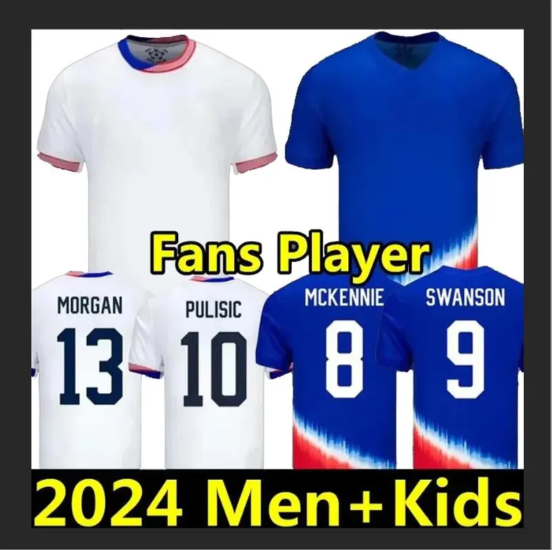 2024 PULISIC USAS 축구 유니폼 Reyna Aaronson Weah Acosta McKennie 23 24 Maillot de Futol Ferreira Dest Morgan 미국 축구 셔츠 Rapinoe Dunn 남자 청소년 크기