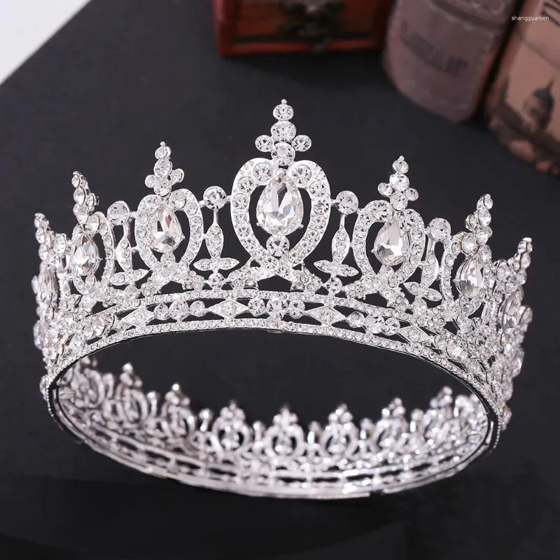 Fermagli per capelli Cristallo di lusso Rotondo Matrimonio Diademi e corone da sposa Strass Prom Princess Diadem Accessori Gioielli