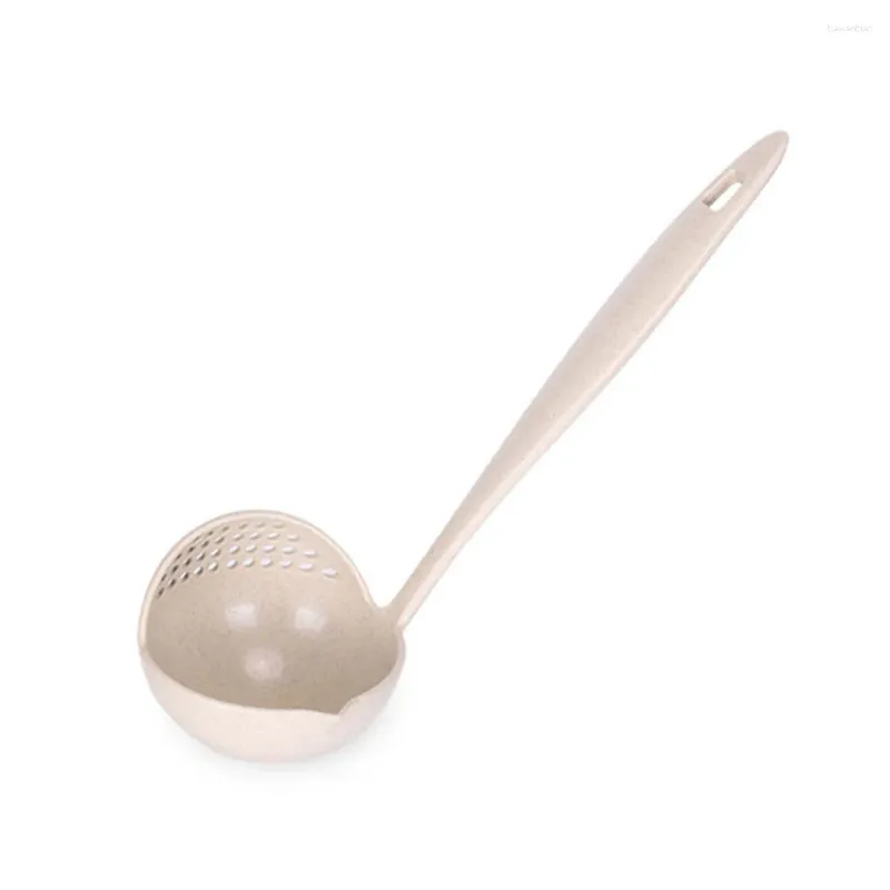 Löffel 2 in 1 Langgriff Suppe Löffel Haus Sieb Kochen Colander Küche Zubehör Scoop Plastikkelle Tabelle 1pcs