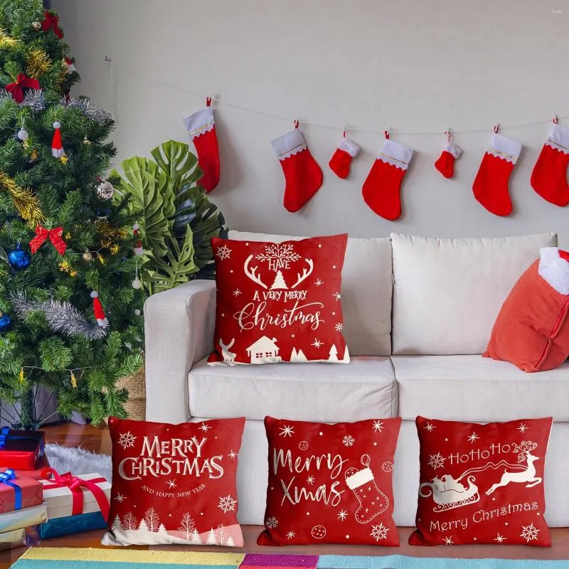 Poduszka świąteczna lniana pudełko na poduszkę pudełko sofa santa Santa Sange 18x18 cal rozmiar